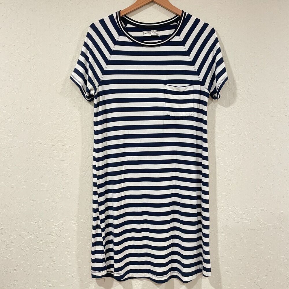 ~ Abercrombie & Fitch Lg Sleep Shirt Night Gown Blue Stretchy Short Sleeve Flaw